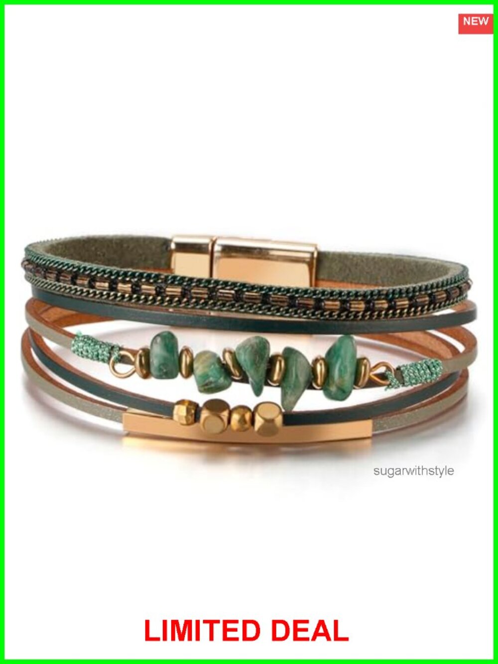 Leather Wrap Bracelet Boho Western Layered Cuff for Women